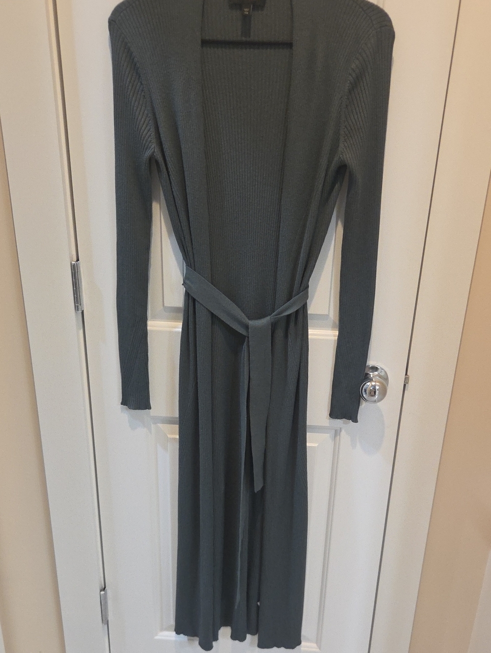 Express Long Ribbed Belted Duster Cardigan.